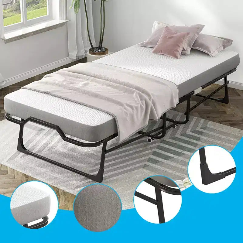 Lit pliant moderne une place avec matelas inclus