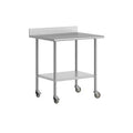 Flash Furniture Reese 30 x 36 Prep and Work Table with Stainless Steel Top Shelf, 4 Backsplash, Adjustable Galvanized Steel Undershelf, 4 Casters