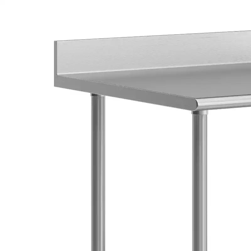 Table de préparation et de travail 30 x 36 avec étagère supérieure en acier inoxydable, dosseret 4", étagère inférieure réglable en acier galvanisé, 4 roulettes