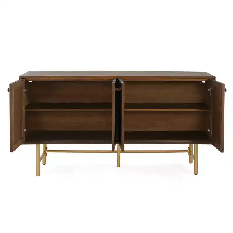 Buffet de rangement contemporain en métal avec deux étagères réglables
