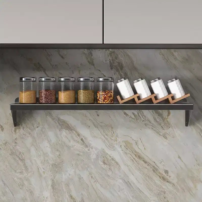 Étagère murale en acier inoxydable, étagère flottante en métal avec plaque arrière réglable et supports pour cuisine, garage et usages divers