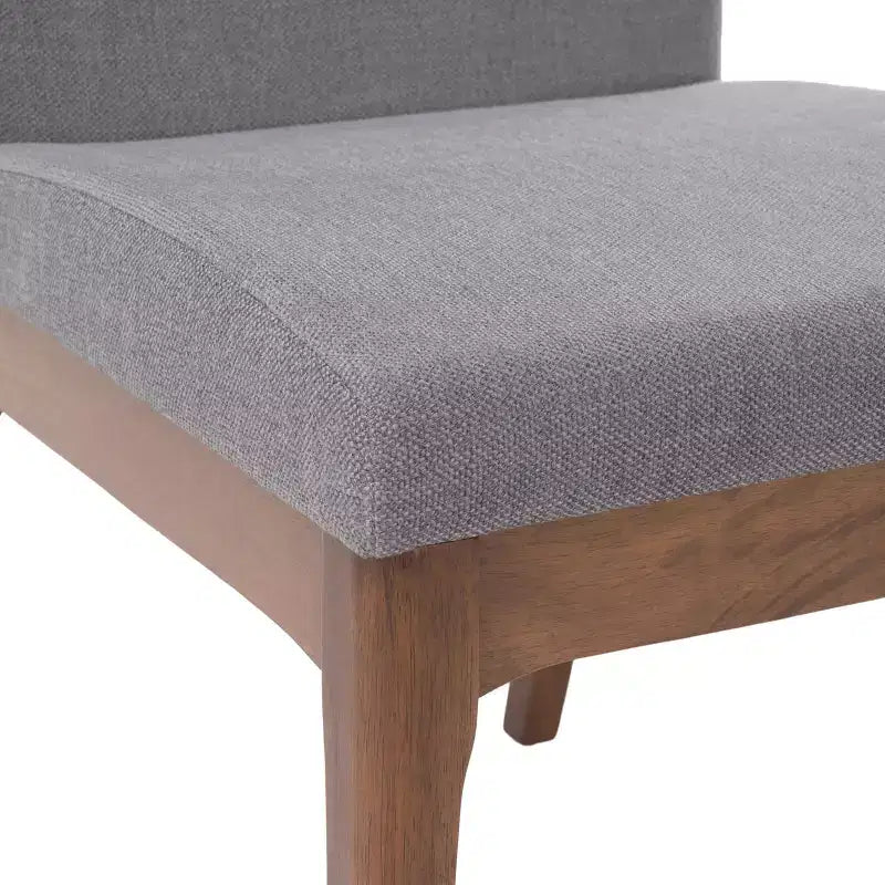 Ensemble de salle à manger 7 pièces en bois et tissu, style Mid-Century Modern