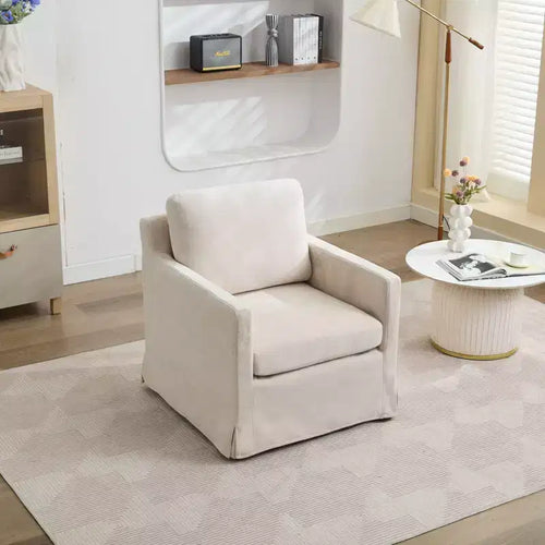 Okak 360 Degree Accent Swivel Chair with Removable Back Cushion 29.92 Comfy Upholstered Armchair for Living Room Office Lounge