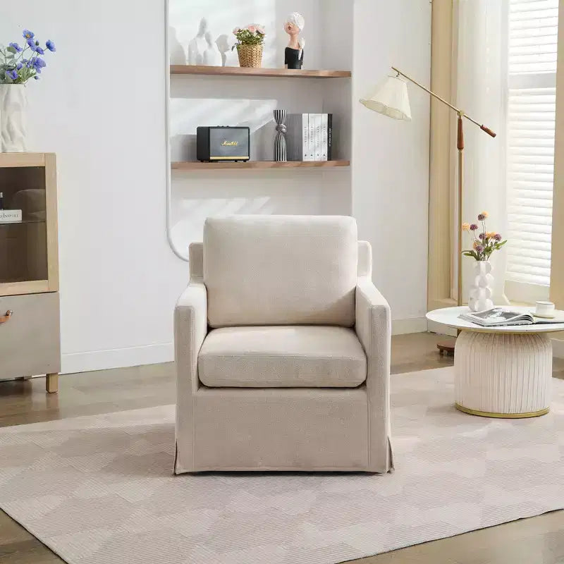 Fauteuil pivotant à 360 degrés avec coussin de dossier amovible 29.92 Fauteuil rembourré confortable pour salon, bureau, salle de repos