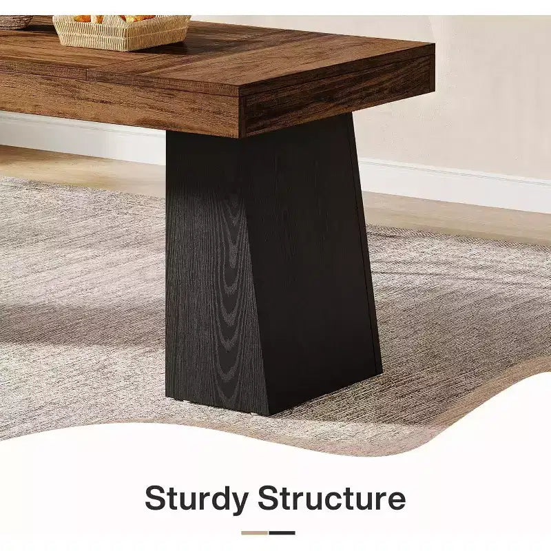 Table à manger en bois de 55 pouces pour 4-6 personnes, table de salle à manger rectangulaire avec pieds robustes