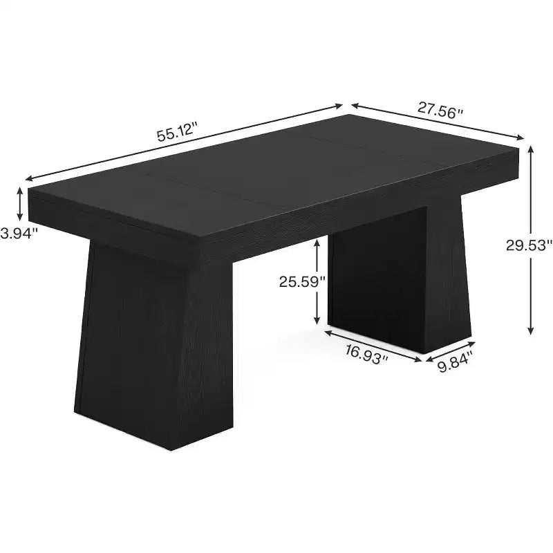 Table à manger en bois de 55 pouces pour 4-6 personnes, table de salle à manger rectangulaire avec pieds robustes