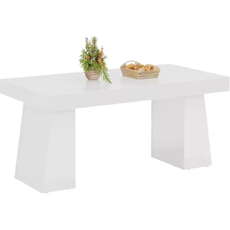Table à manger en bois de 55 pouces pour 4-6 personnes, table de salle à manger rectangulaire avec pieds robustes