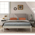 Roundhill Furniture Feeney 3-Piece Bedroom Set, Platform Bed with Two Nightstands, Cream White, Queen