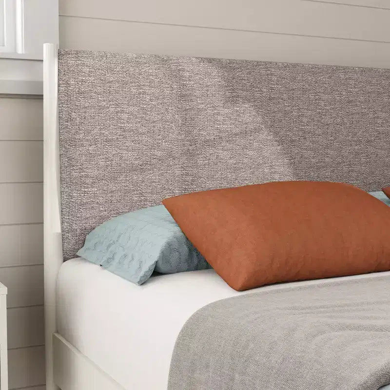 Ensemble de chambre 3 pièces, lit plateforme avec deux tables de chevet, blanc crème, Queen