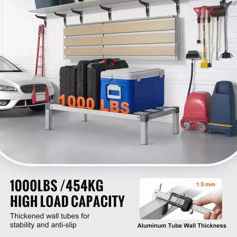 Étagère de Stockage en Aluminium Soudé, 91 x 51 cm, Support Commercial de Plancher Alimentaire, Hauteur 20 cm, Capacité 450 kg