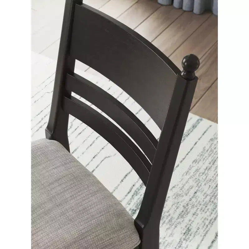 Tabourets de bar rembourrés hauteur comptoir, lot de 2, structure en bois noir avec assise rembourrée en mousse grise
