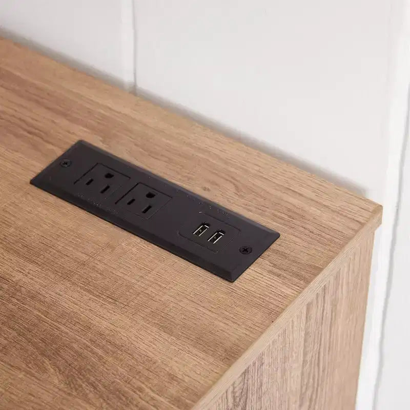 Meuble TV cheminée 3D avec lumières LED pour TV jusqu'à 60 pouces, prise de chargement USB et étagères en verre