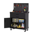 COZONY Heavy Duty Rolling Tool Cabinet with 2 Drawers & Pegboard, Lockable Garage Workbench for Workshop Storage