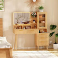 COZONY 5 Drawers Makeup Vanity Desk with Lights & Power Outlet, Fluted Vanity Table with 23.6 Lighted Mirror