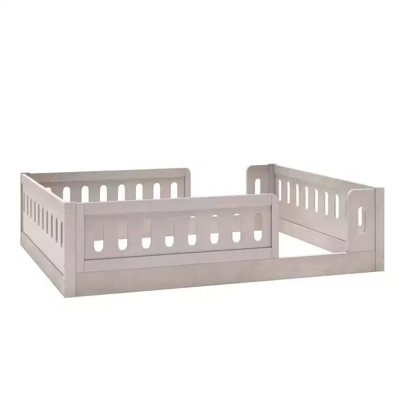 Lit de sol pleine grandeur avec barrière, lit Montessori en bois avec balustrades de sécurité pour garçons et filles