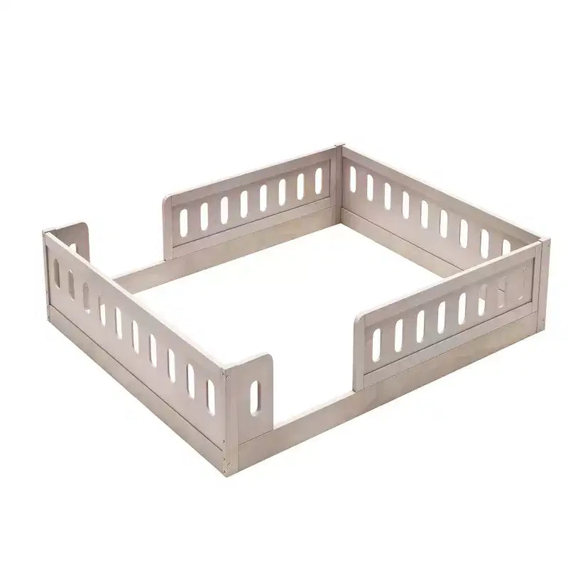 Lit de sol pleine grandeur avec barrière, lit Montessori en bois avec balustrades de sécurité pour garçons et filles