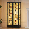 Bekrvio 4-Tier Glass Display Cabinet Case with Lock, 63 Curio Cabinet Tempered Glass Door & Adjustable Shelves
