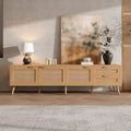 Modern TV Stand for TVs up to 80, 70 Wooden Entertainment Center with Storage & 2 Drawers, TV Console Table for Living Room Bedroom