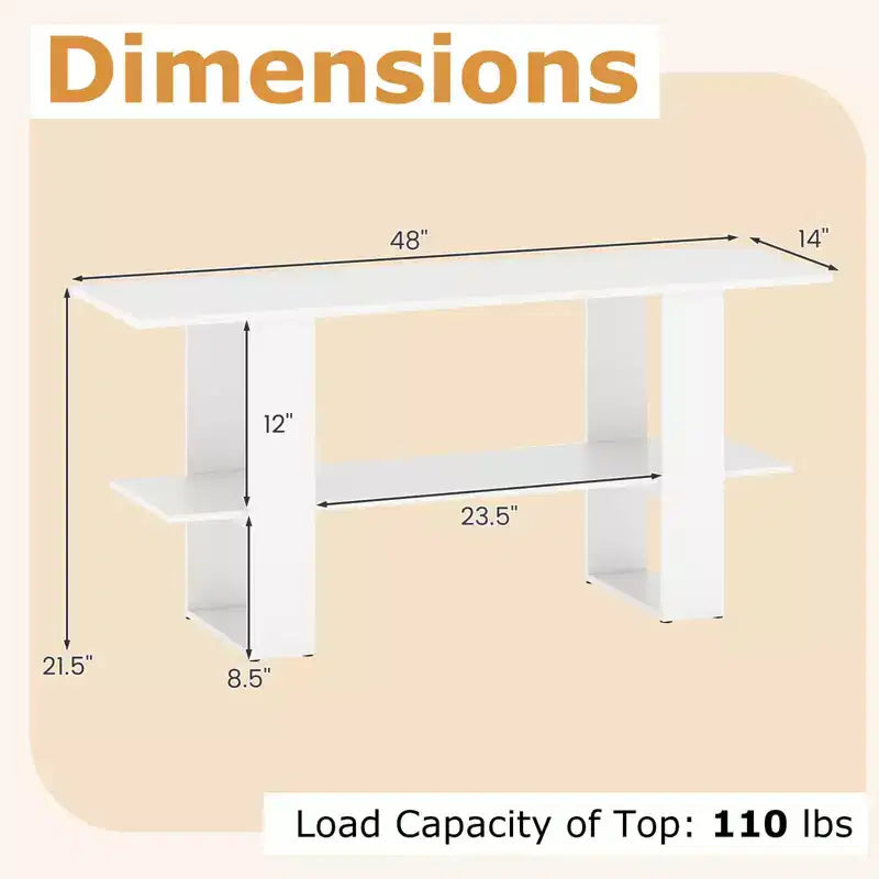 Meuble TV pour téléviseur jusqu'à 55 pouces Meuble de divertissement avec étagère de rangement pour chambre à coucher, marron rustique/blanc