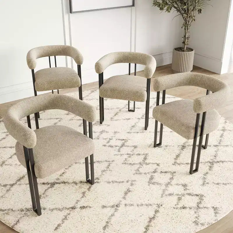 Lot de 2 chaises de salle à manger rondes modernes, chaises de salle à manger rembourrées avec assise coussinée et cadre en métal robuste
