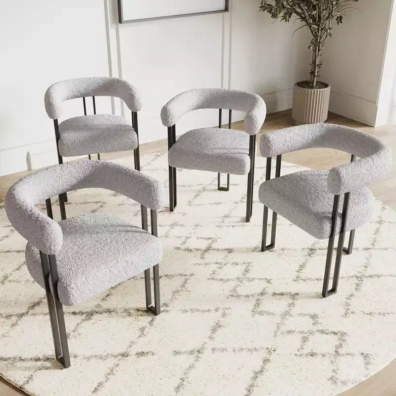 Lot de 2 chaises de salle à manger rondes modernes, chaises de salle à manger rembourrées avec assise coussinée et cadre en métal robuste