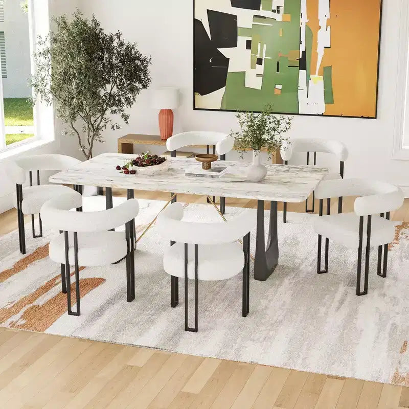 Lot de 2 chaises de salle à manger rondes modernes, chaises de salle à manger rembourrées avec assise coussinée et cadre en métal robuste