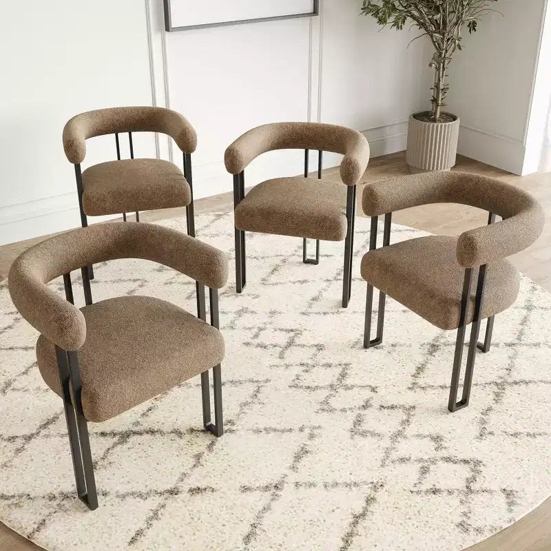 Lot de 2 chaises de salle à manger rondes modernes, chaises de salle à manger rembourrées avec assise coussinée et cadre en métal robuste
