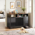48Farmhouse Dog Crate Furniture End Table with Pull-Out Bowl&Storage Drawers,Heavy Duty Dog Kennel Furniture for Small&Medium Dogs Indoor Dogs House