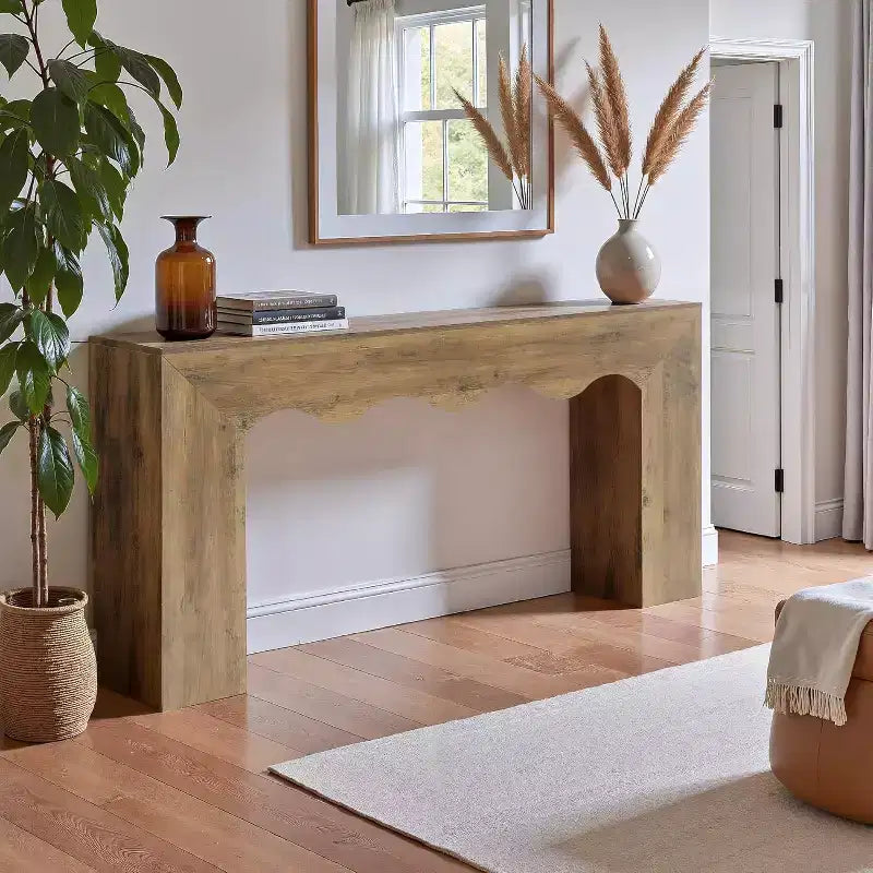 Console de ferme de 63 pouces, table de canapé en bois avec rangement, meuble d'entrée long et étroit pour couloir et salon