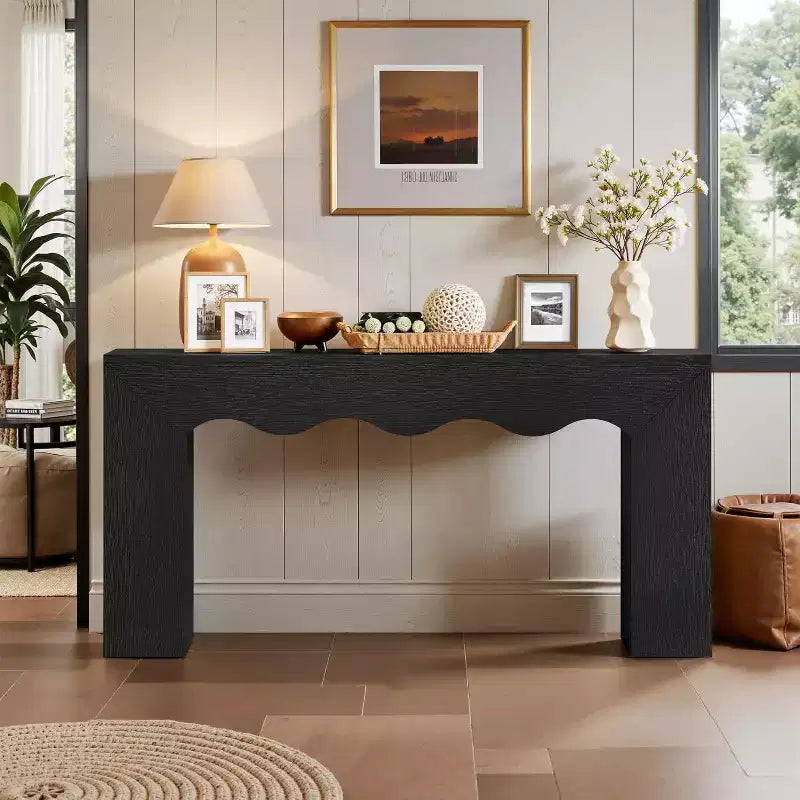 Console de ferme de 63 pouces, table de canapé en bois avec rangement, meuble d'entrée long et étroit pour couloir et salon