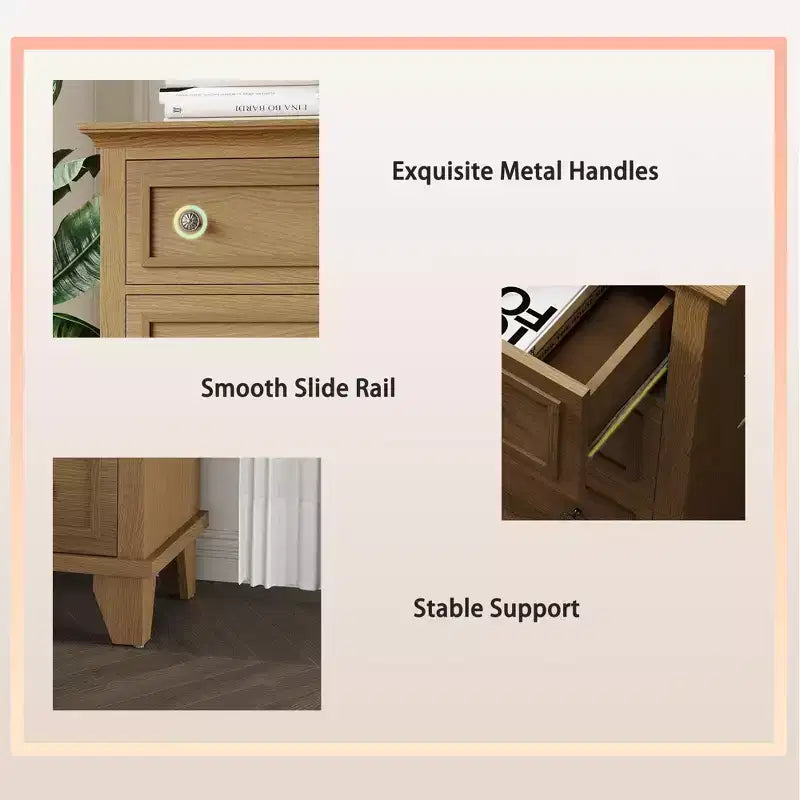 Commode 7 Tiroirs, Grande Commode en Bois avec Poignées Métalliques, Meuble de Rangement/Meuble TV pour Chambre, Salon, Entrée