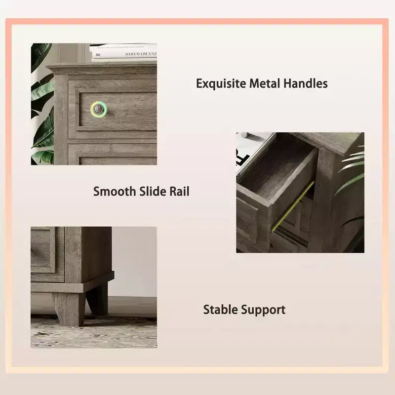 Commode 7 Tiroirs, Grande Commode en Bois avec Poignées Métalliques, Meuble de Rangement/Meuble TV pour Chambre, Salon, Entrée