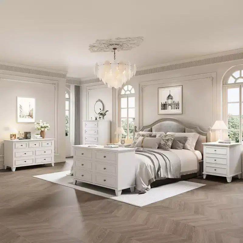 Commode 7 Tiroirs, Grande Commode en Bois avec Poignées Métalliques, Meuble de Rangement/Meuble TV pour Chambre, Salon, Entrée