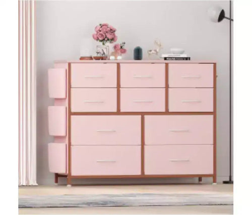 Commode en tissu à 10 tiroirs (cadre en fer + MDF + PB, tissu non-tissé cationique)
