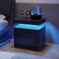 Modern Nightstand with 2 Drawers & LED light, Bedside Table Cabinet End Side for Bedroom Living Room