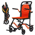 Ultra Lightweight Folding Transport Wheelchair, Supports 220 lbs, 18 lbs Aluminum Frame, 16.2 Seat, Removable Armrests & Footrests,Locking Handbrake