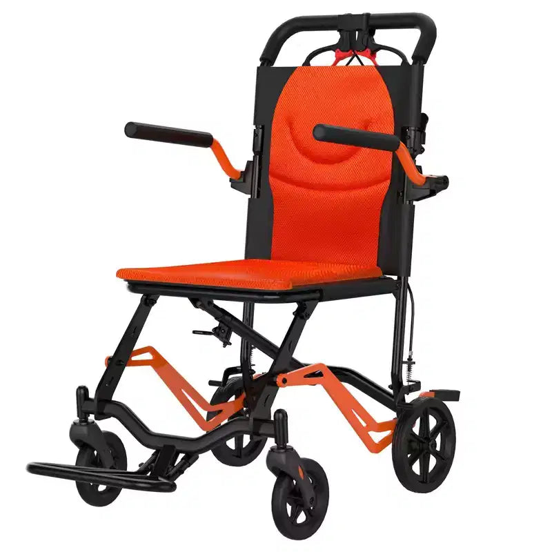 Fauteuil roulant de transport pliant ultra léger, supporte 100 kg, cadre en aluminium de 8 kg, siège de 41 cm, accoudoirs et repose-pieds amovibles, frein à main verrouillable
