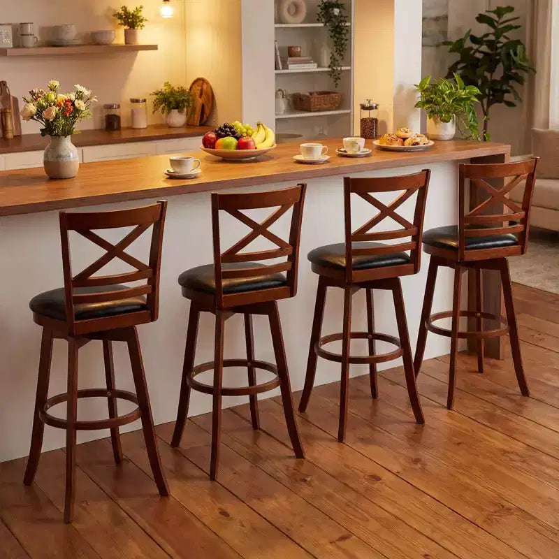 Tabourets de bar pivotants de 30,5 po, lot de 2/4, avec dossier et assise rembourrée en similicuir pour pub