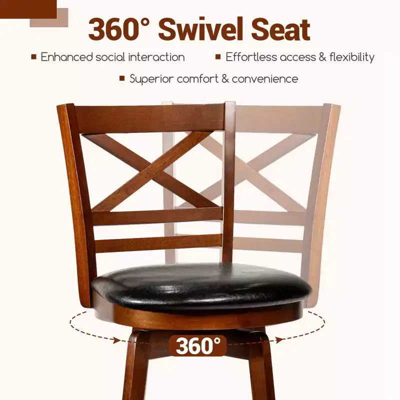 Tabourets de bar pivotants de 30,5 po, lot de 2/4, avec dossier et assise rembourrée en similicuir pour pub