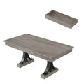 Table à manger 71 po pour 6-8 personnes avec 2 tiroirs, table de cuisine rectangulaire, table à dîner en bois avec cadre en métal