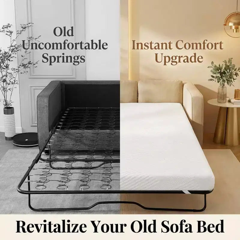 Surmatelas de canapé-lit intégral de 10 cm, en mousse à mémoire de forme au gel rafraîchissant avec housse lavable, certifié CertiPUR-US pour canapés-lits gigognes