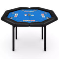 Table de poker octogonale pliante de 48 pouces avec rails rembourrés, porte-gobelets en acier inoxydable, pieds repliables pour 8 joueurs de Texas Hold'em