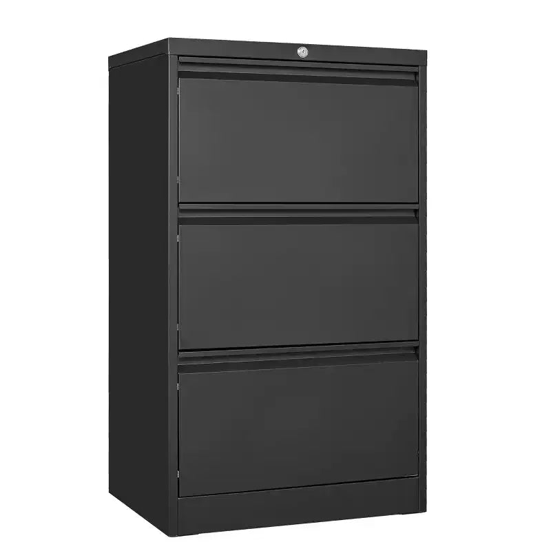 Meuble de classement latéral à 3 tiroirs avec serrure, classeur en métal avec porte-cartes, classeurs en acier sous le bureau pour le bureau à domicile