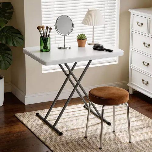 Table pliante de 76 cm, table utilitaire pliable pour petits espaces, petit bureau de hauteur réglable, plateau TV pour ordinateur portable, canapé, camping, blanc