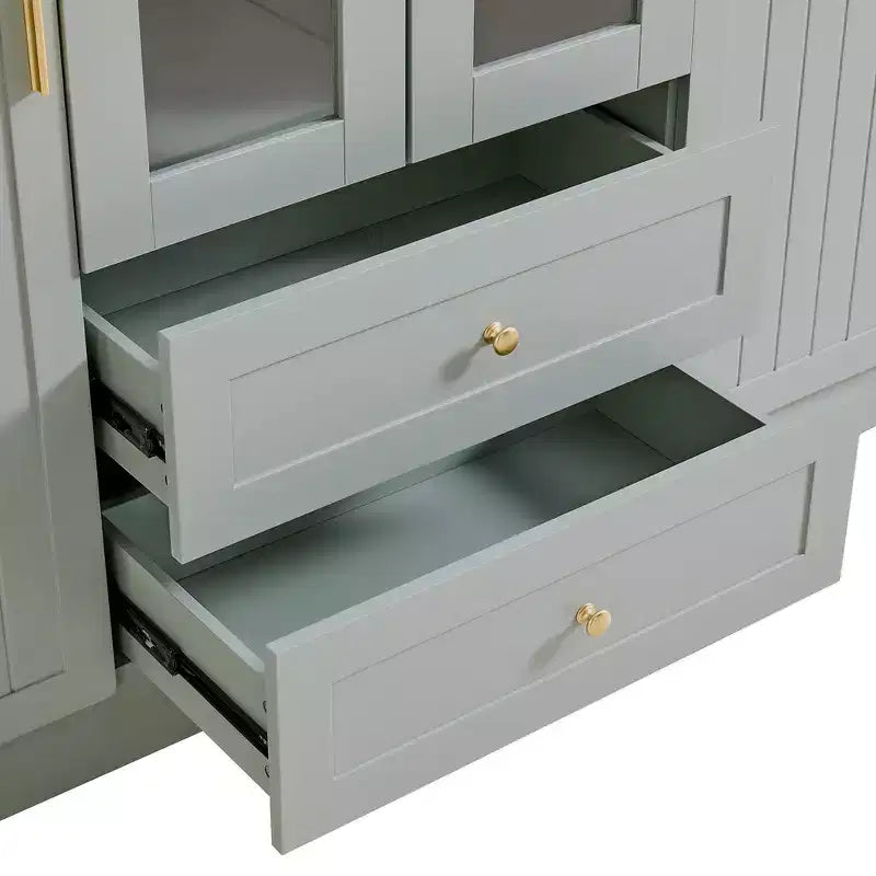 Garde-manger de cuisine autoportant de 71''H, Grand buffet de rangement de salle à manger avec 6 portes, Étagères réglables