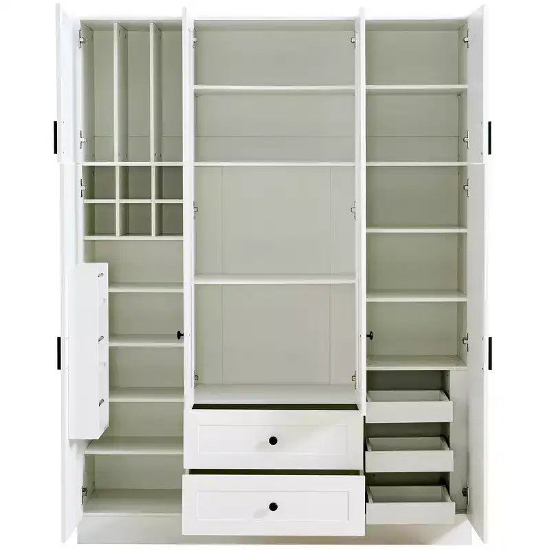 Garde-manger de cuisine autoportant de 71''H, Grand buffet de rangement de salle à manger avec 6 portes, Étagères réglables