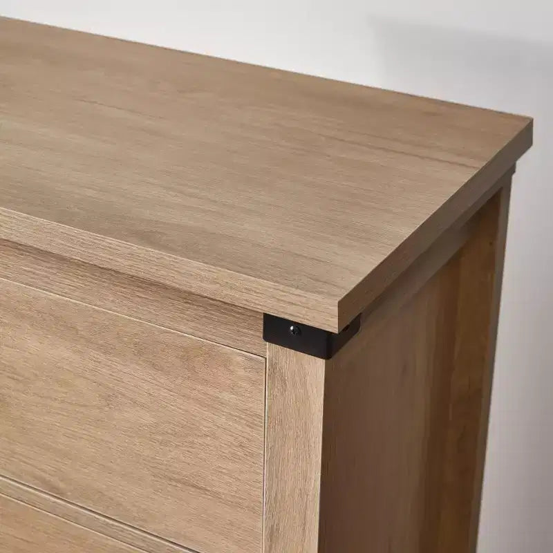 Commode de chambre à 7 tiroirs de style ferme, commodes de 79,8 cm de haut, commode rustique en bois avec poignée en métal, organisateur de rangement pour chambre.